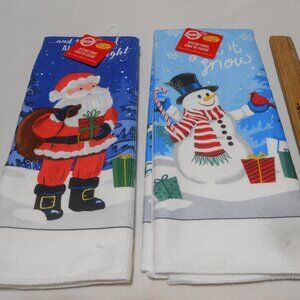 LOT 2 NEW HEAVIER WEIGHT CHRISTMAS HOUSE LINENS KITCHEN HAND TOWELS 15X25" 🎅🎁